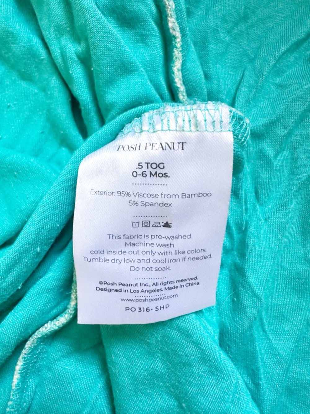 Posh Peanut Bamboo Sleep Sack Sleep Bag Avocado Green 0-6M 0.5 TOG - Picture 4 of 5